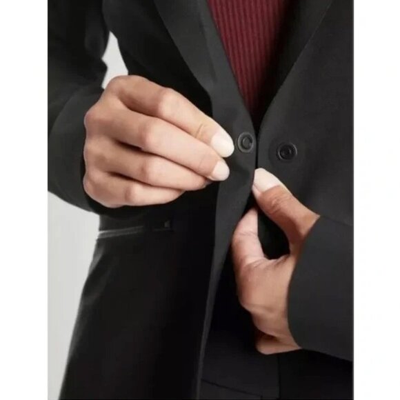 Women's 2 Athleta Black Interstellar Blazer Structured Stretch Sleek Smooth - Picture 4 of 10